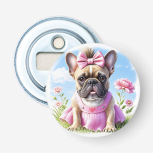 Französische Bulldogge Hündin mit Haarschleife Bottle Opener