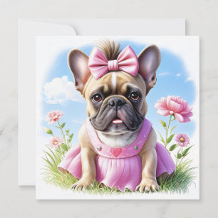 Französische Bulldogge Hündin mit Haarschleife Invitation