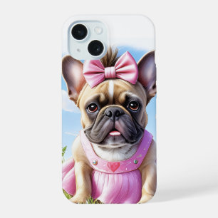 Französische Bulldogge Hündin mit Haarschleife iPhone 15 Case