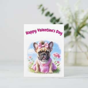Französische Bulldogge Hündin mit Haarschleife Postcard