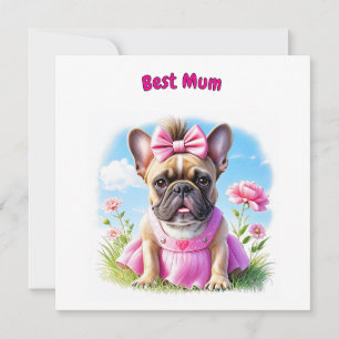 Französische Bulldogge Hündin mit Haarschleife Thank You Card