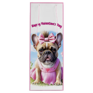 Französische Bulldogge Hündin mit Haarschleife Wine Gift Bag