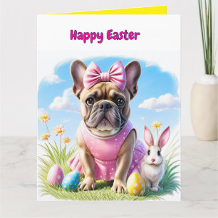 Französische Bulldogge Hündin mit Osterhase Card