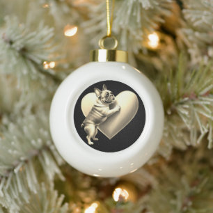 Französische Bulldogge I love you Ceramic Ball Christmas Ornament