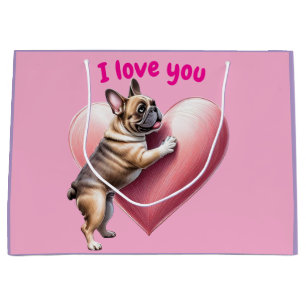 Französische Bulldogge I love you Large Gift Bag