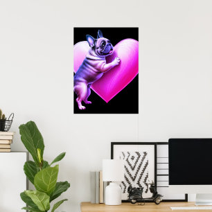 Französische Bulldogge I love you Poster