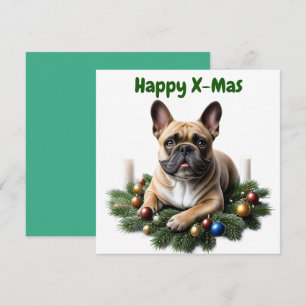 Französische Bulldogge im Adventskranz  Holiday Card