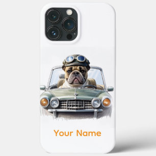 französische Bulldogge im Oldtimer iPhone 13 Pro Max Case