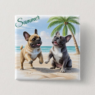 französische Bulldogge im Sommer 2 Inch Square Button