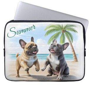 französische Bulldogge im Sommer Laptop Sleeve