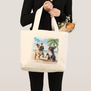 französische Bulldogge im Sommer Large Tote Bag