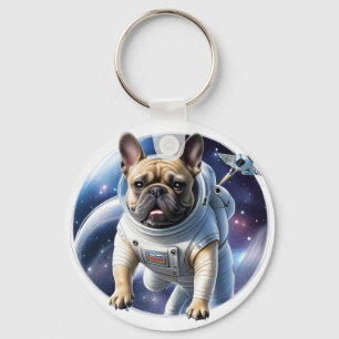 Französische Bulldogge im Weltall Keychain