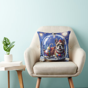 Französische Bulldogge in Weihnachtskugel Throw Pillow