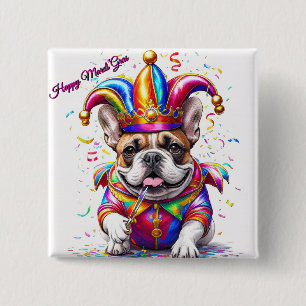Französische Bulldogge Karneval French Bulldog 2 Inch Square Button