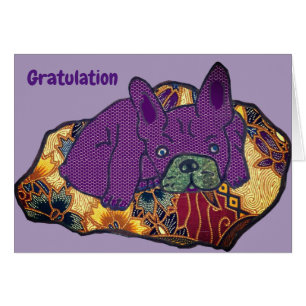 Französische Bulldogge Karte auf Kissen