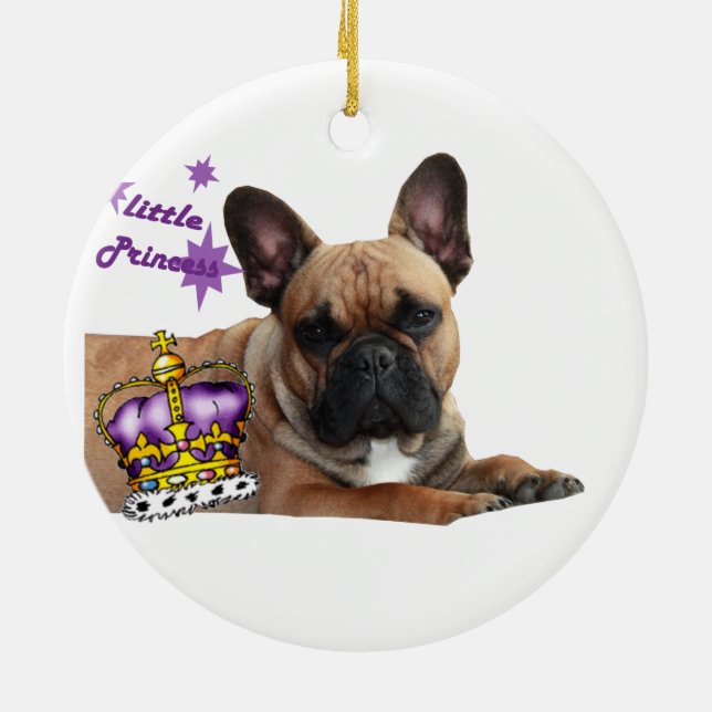 Französische Bulldogge Kleine Prinzessin  Ceramic Ornament (Back)