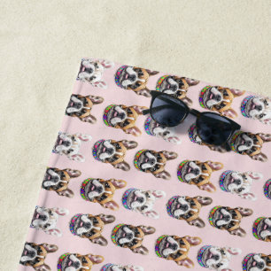 Französische Bulldogge Kopf French Bulldog Beach Towel
