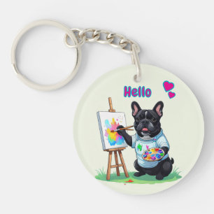 Französische Bulldogge Künstler French Bulldog Keychain