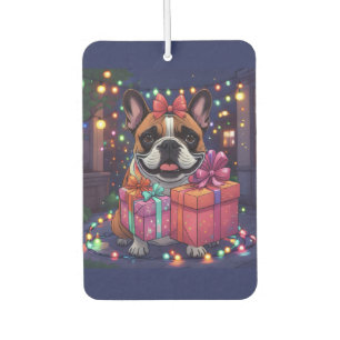Französische Bulldogge Lichterkette Weihnachten Air Freshener