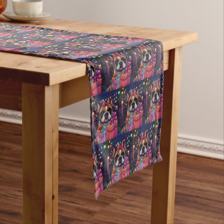 Französische Bulldogge Lichterkette Weihnachten Short Table Runner