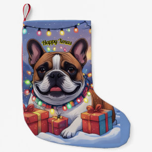 Französische Bulldogge Lichterkette Weihnachten  Small Christmas Stocking