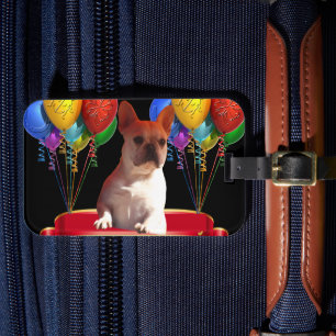 französische Bulldogge mit Ballons Luggage Tag