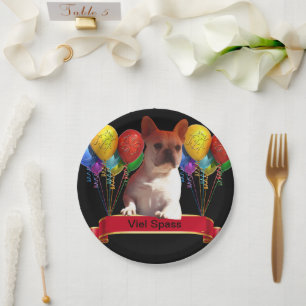 französische Bulldogge mit Ballons  Paper Plate