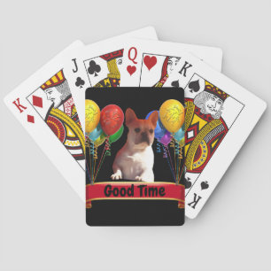 französische Bulldogge mit Ballons   Spielkarten Playing Cards
