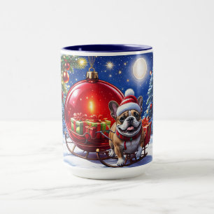 Französische Bulldogge mit Christbaumkugel Mug