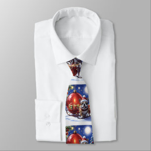 Französische Bulldogge mit Christbaumkugel Tie