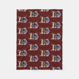 französische Bulldogge mit Halstuch Amerika  Fleece Blanket
