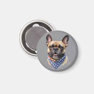 französische Bulldogge mit Halstuch Amerika Magnet