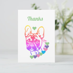 französische Bulldogge mit Herzhalsband  Dankeskar Thank You Card