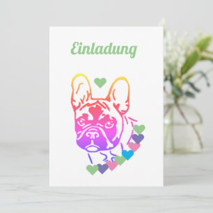 französische Bulldogge mit Herzhalsband Einladung Invitation