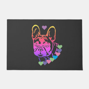Französische Bulldogge mit Herzhalsband Fußmatte Doormat