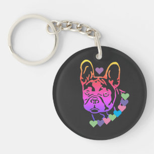 Französische Bulldogge mit Herzhalsband Keychain
