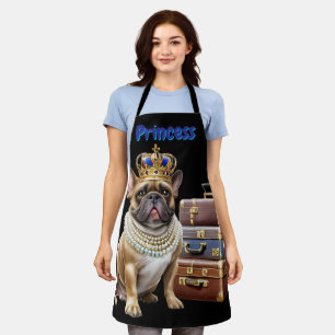 französische Bulldogge mit Koffer und Perlen Apron