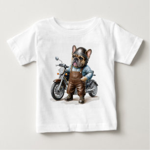 französische Bulldogge mit Motorrad Baby T-Shirt