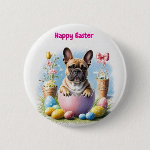 Französische Bulldogge mit Ostereiern 2 Inch Round Button