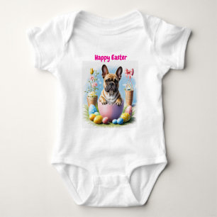 Französische Bulldogge mit Ostereiern Baby Bodysuit