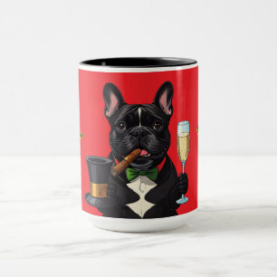 Französische Bulldogge mit Zigarre Neujahr Mug