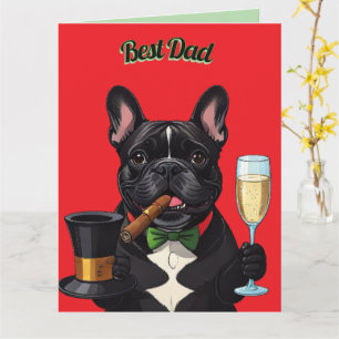 Französische Bulldogge mit Zigarre Vatertag Card