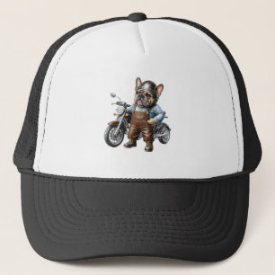 Französische Bulldogge Motorrad Trucker Hat
