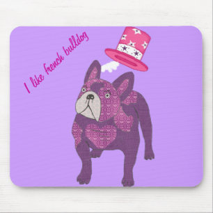 Französische Bulldogge Mousepad mit Zylinder