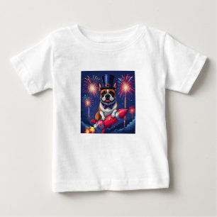 Französische Bulldogge Neujahr lustig Rakete Baby T-Shirt