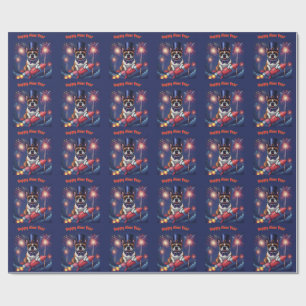 Französische Bulldogge Neujahr lustig  Rakete Wrapping Paper