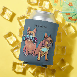 Französische Bulldogge play with fun Can Cooler
