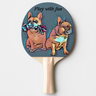 Französische Bulldogge play with fun Ping Pong Paddle