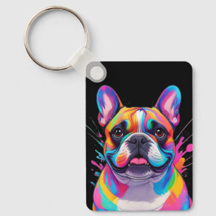 Französische Bulldogge Popart French Bulldog Keychain