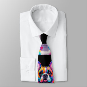 Französische Bulldogge Popart French Bulldog Tie